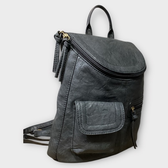 Stylish Dark Grey Vegan Leather Backpack Crossbody Bag GAL Brand - Picture 7 of 10